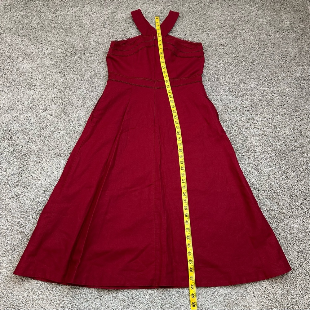 Ann Taylor Red A Line Fit And Flare Halter Midi Dress Size 8T - Picture 5 of 7